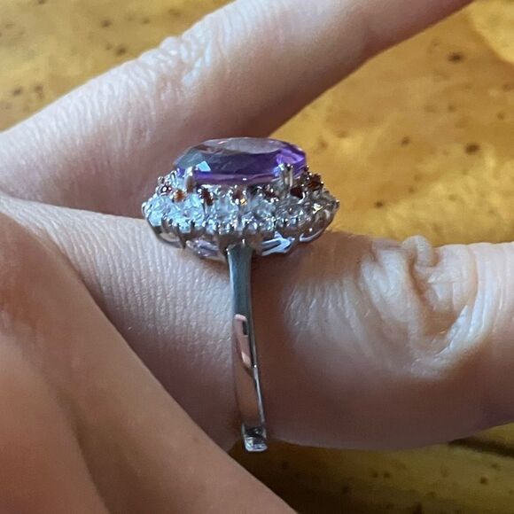 Moroccan Amethyst Red Garnet Sterling Silver Ring Size 7 - Picture 3 of 9